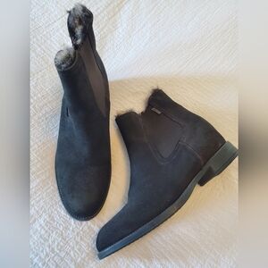 Otto Kern Dark Chocolate Brown Ankle Chelsea Boots with Fur Ankle Lining